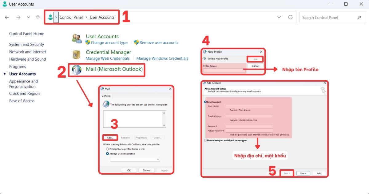 Outlook không nhận được mail mới