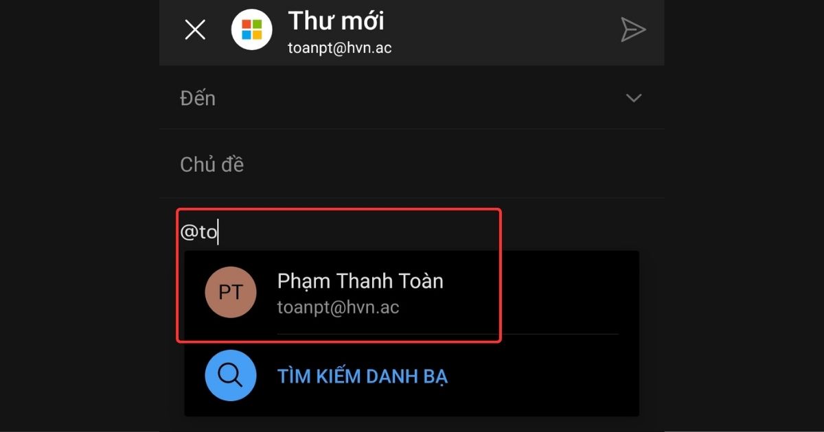 Bật tính năng mention trong Outlook
