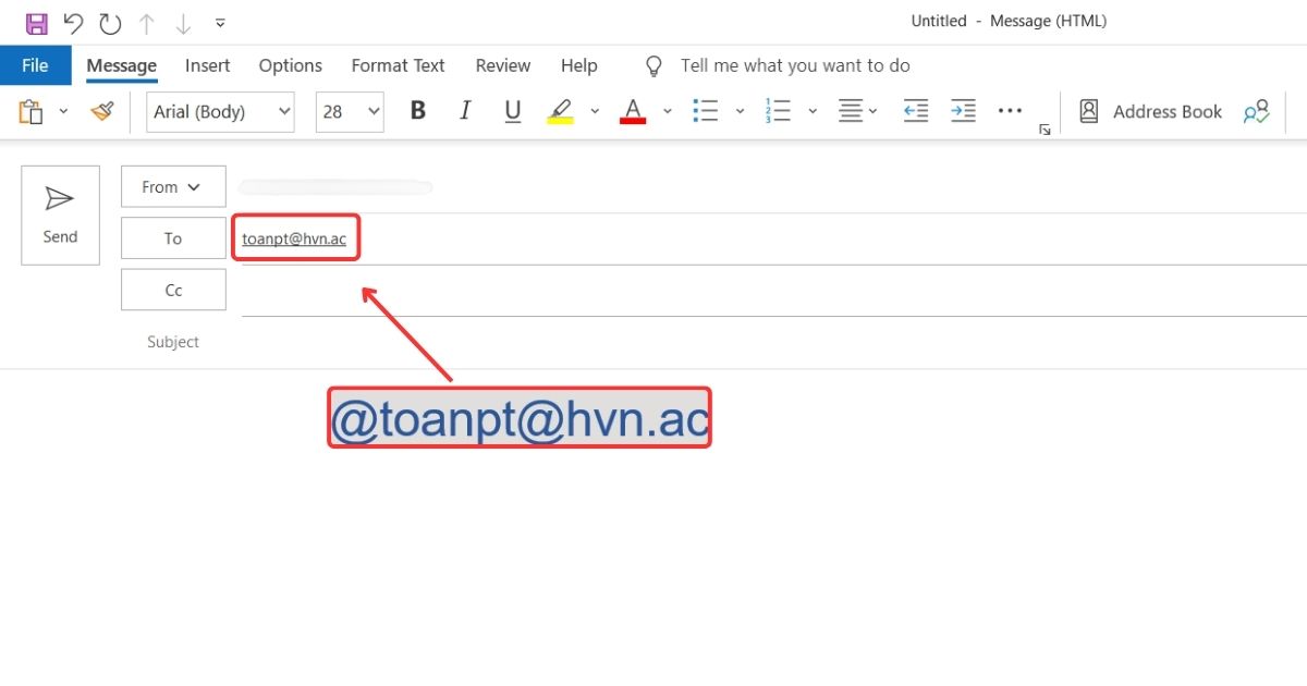 Bật tính năng mention trong Outlook