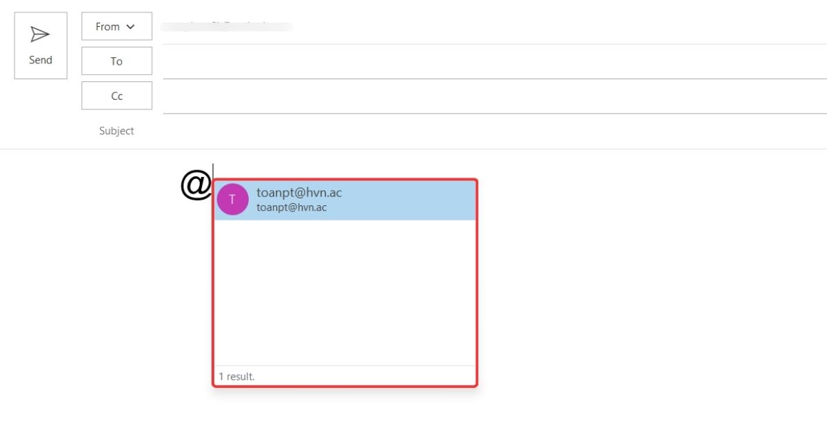 Bật tính năng mention trong Outlook