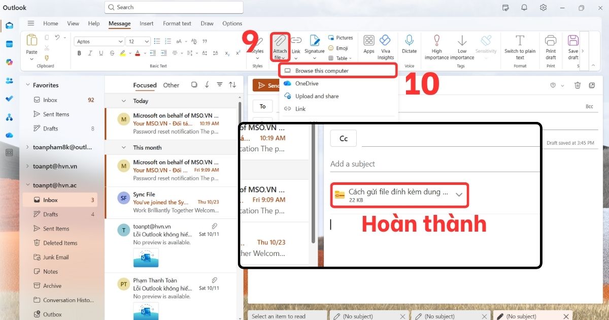 cách gửi file dung lượng lớn trong outlook