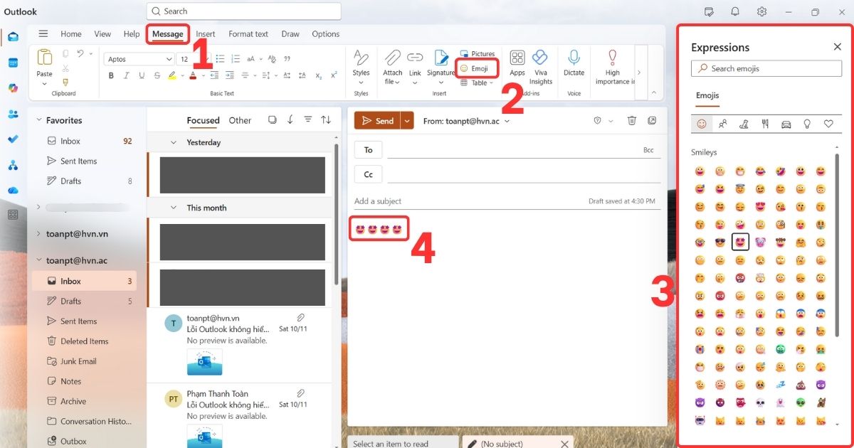 Chèn icon trong Outlook