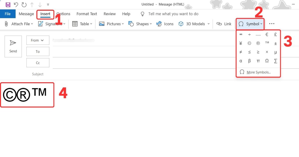 Chèn icon trong Outlook