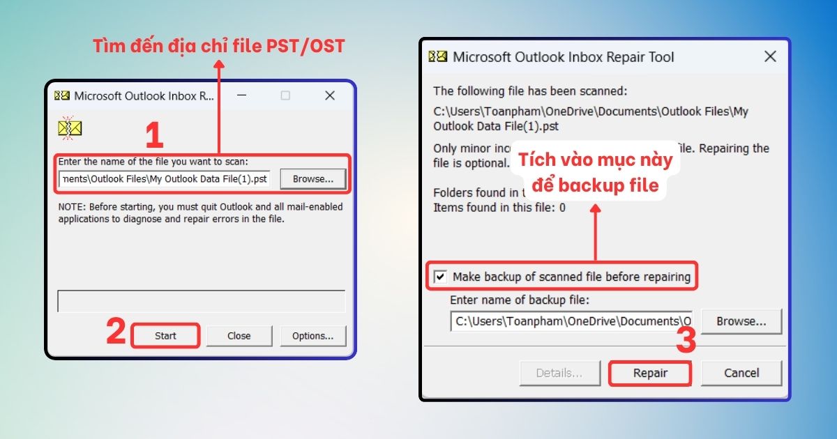 lỗi outlook data file cannot be accessed 