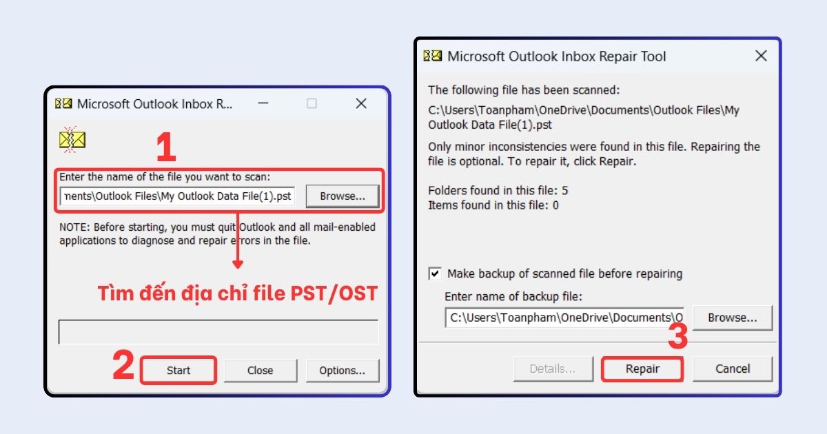 lỗi outlook working offline