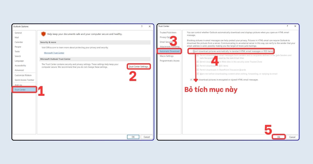outlook không hiển thị hình ảnh trong email