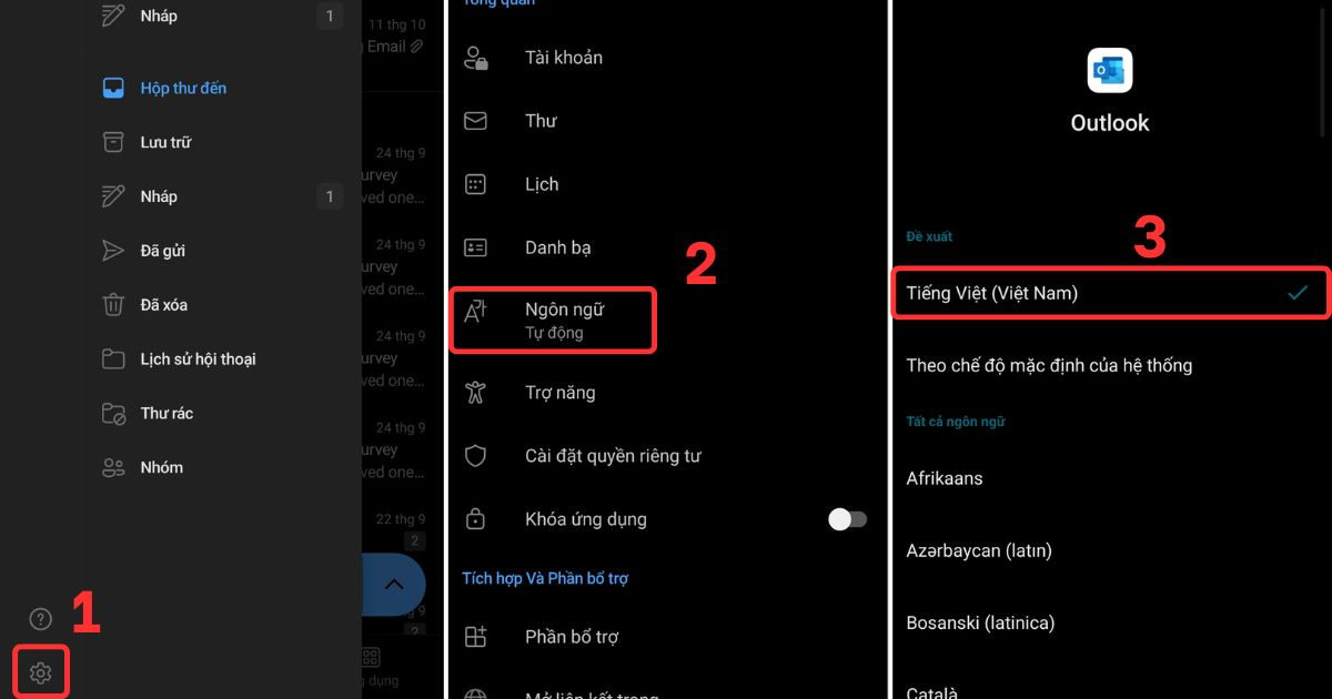 outlook tiếng việt