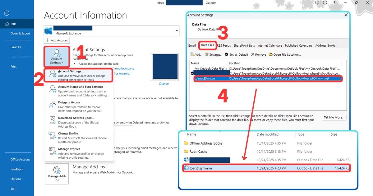 Xóa tài khoản Outlook