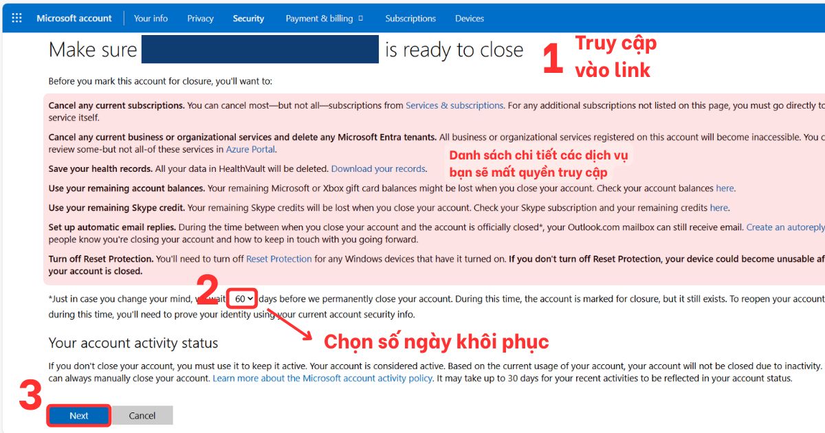 Xóa tài khoản Outlook