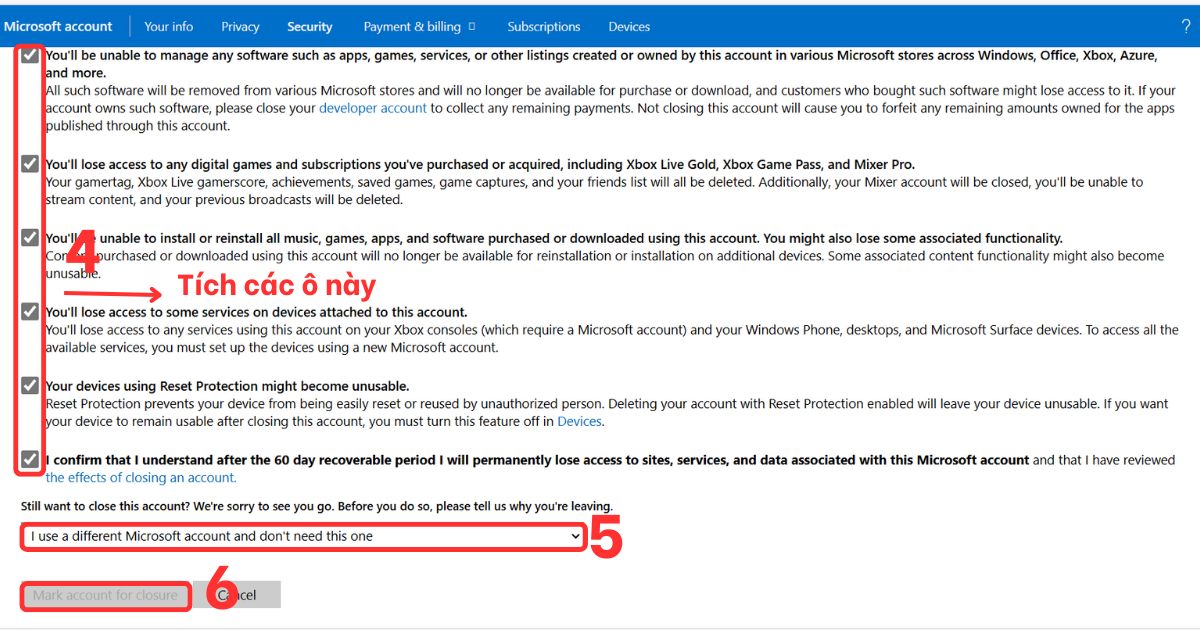 Xóa tài khoản Outlook