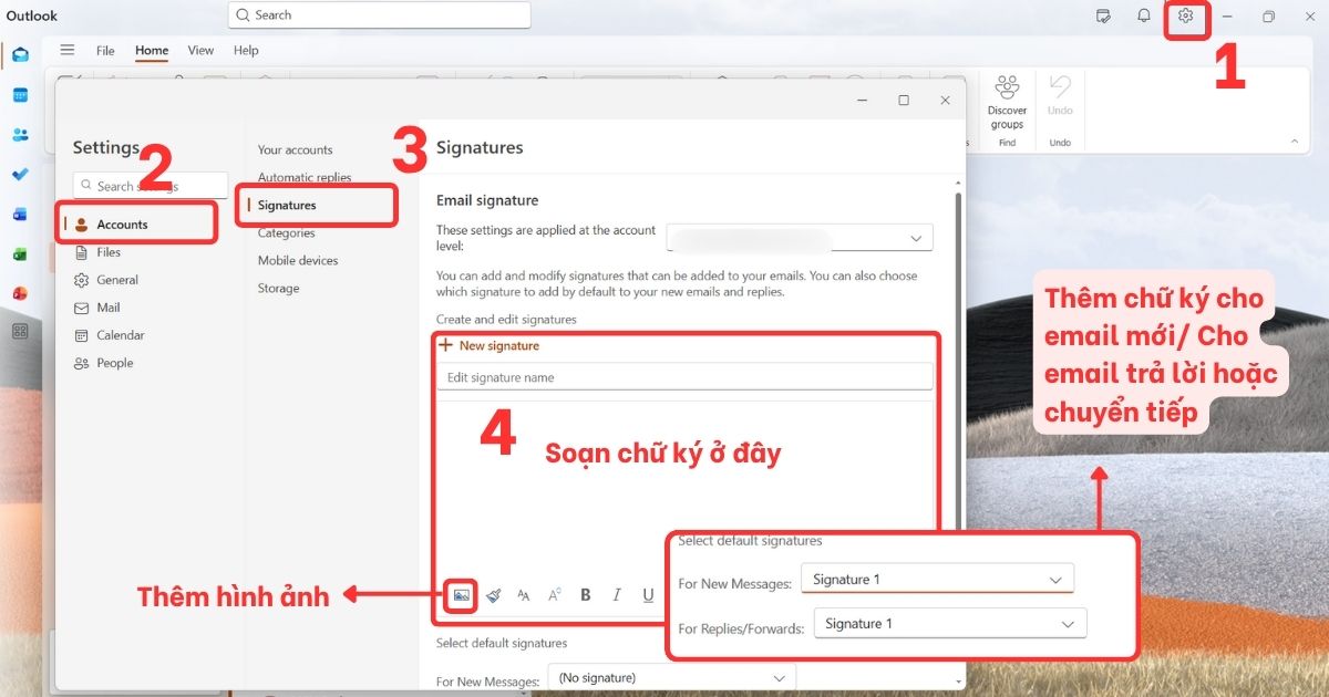 Cách sửa chữ ký trong Outlook 
