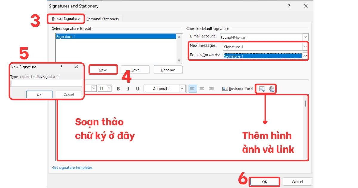 Cách sửa chữ ký trong Outlook 