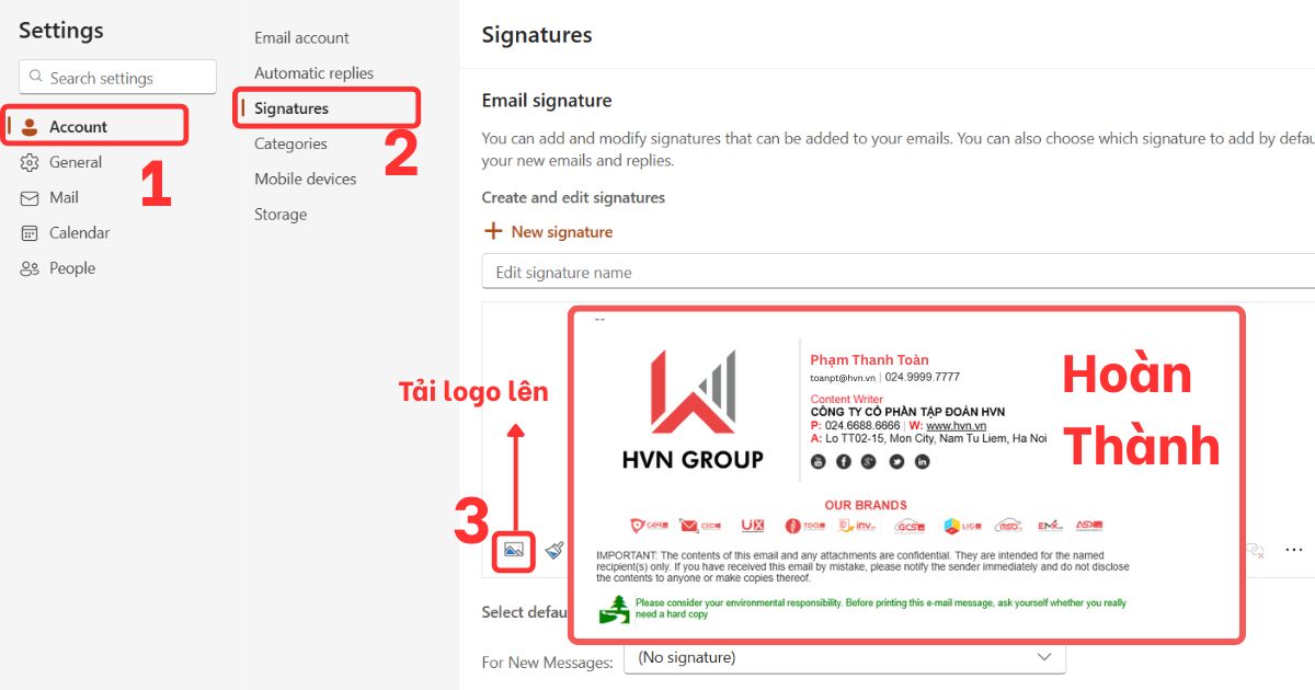 Cách sửa chữ ký trong Outlook