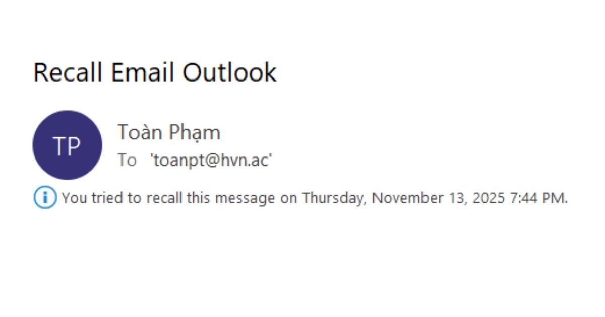 Recall Email Outlook là gì