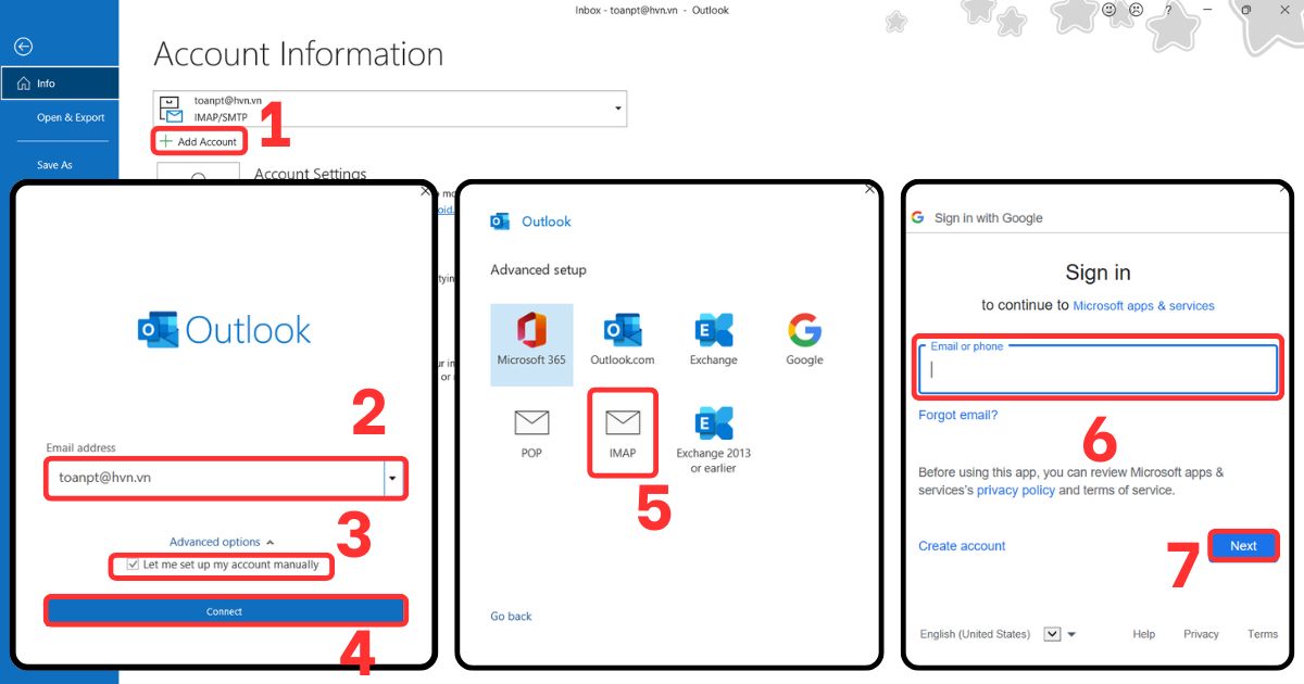 Thêm tài khoản Gmail vào Outlook bằng IMAP