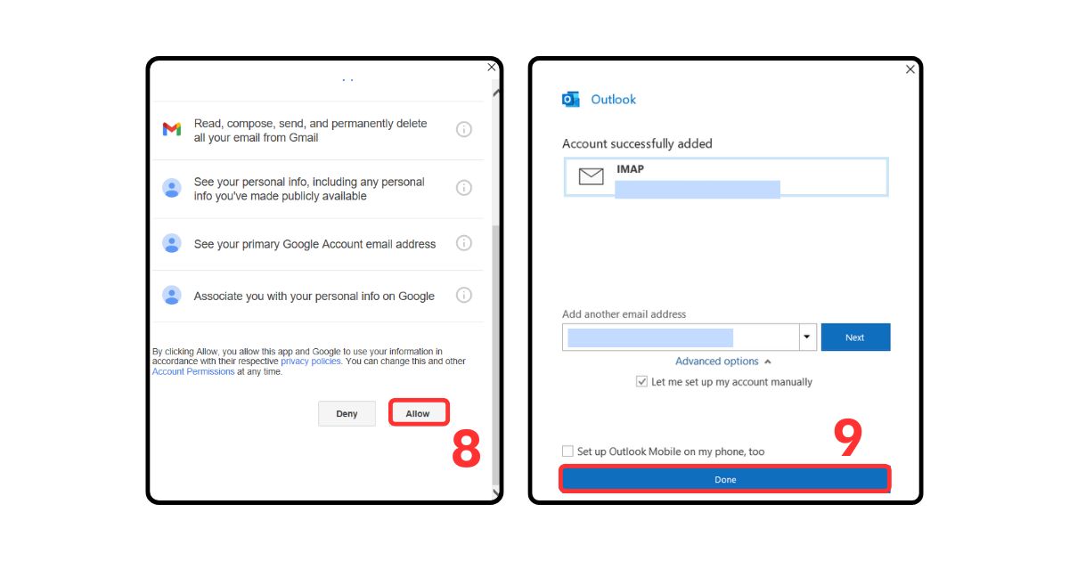 Thêm tài khoản Gmail vào Outlook bằng IMAP