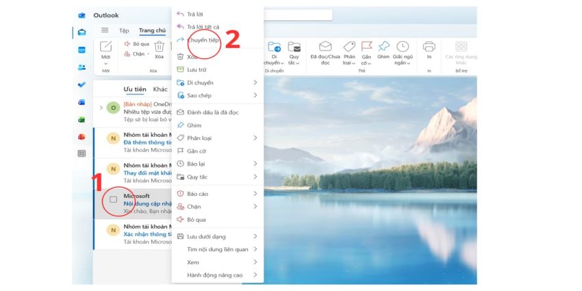 Cách forward mail trong outlook