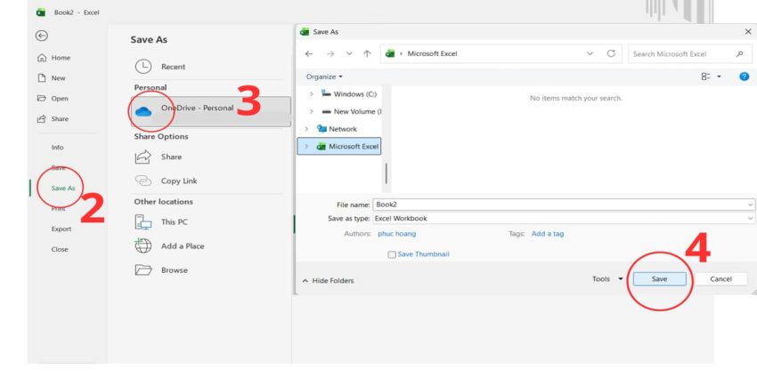 Cách lưu file Excel vào OneDrive