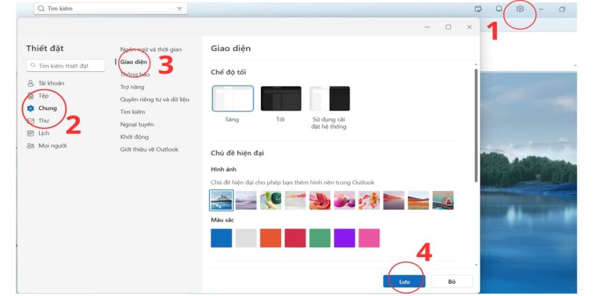 Chỉnh giao diện outlook