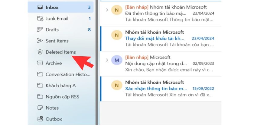 Xóa Folder trong Outlook có mất không