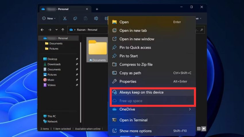 Kiểm tra tính năng Files On-Demand