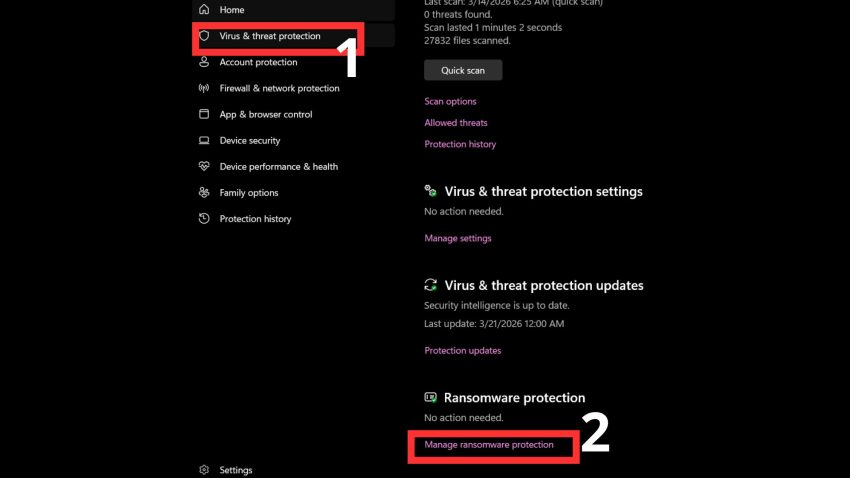 Vô hiệu hóa Controlled Folder Access