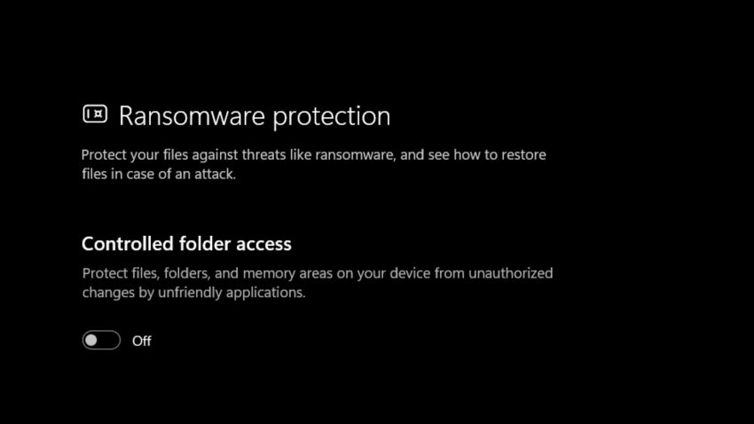 Vô hiệu hóa Controlled Folder Access