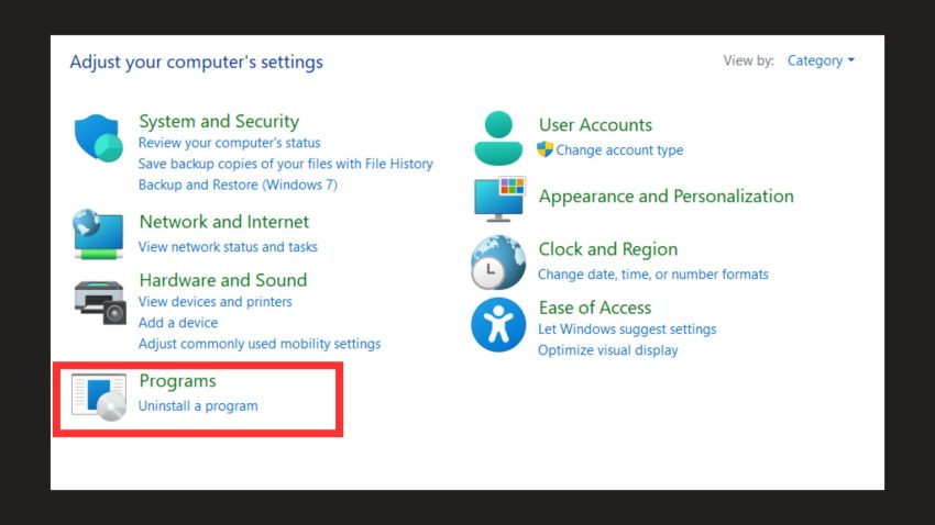 Cách 2: Gỡ OneDrive bằng Control Panel