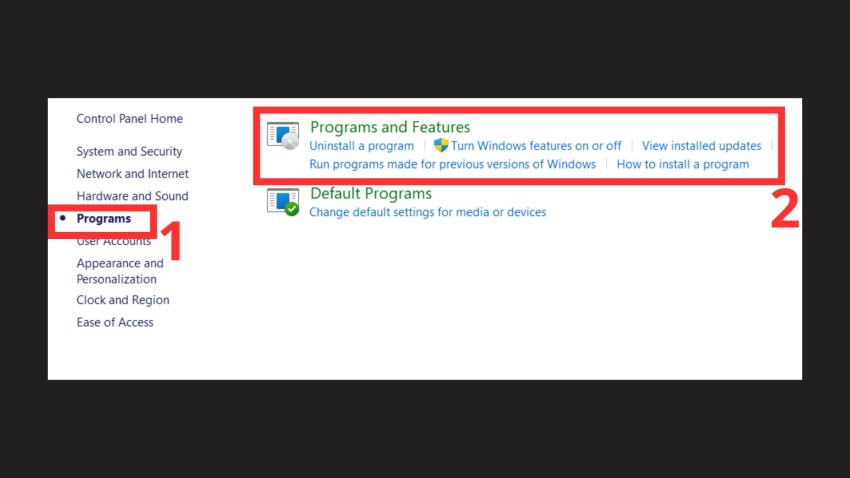 Cách 2: Gỡ OneDrive bằng Control Panel
