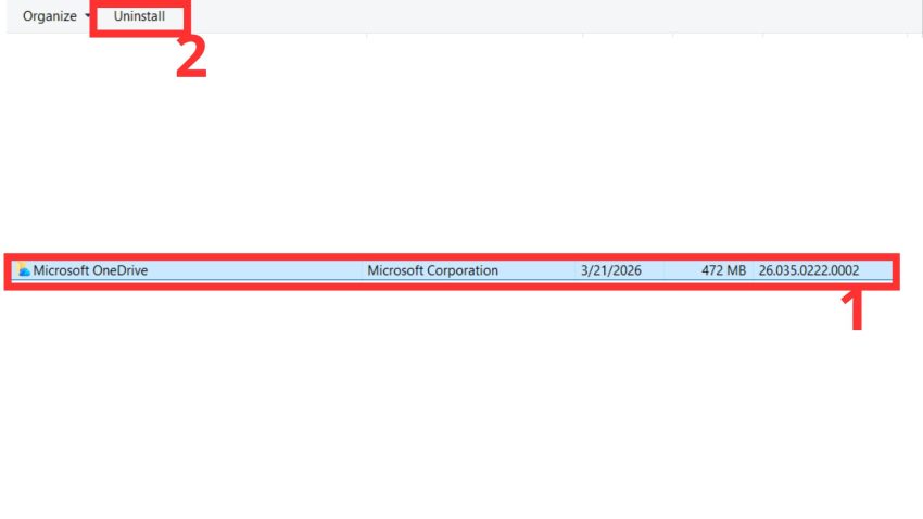 Cách 2: Gỡ OneDrive bằng Control Panel