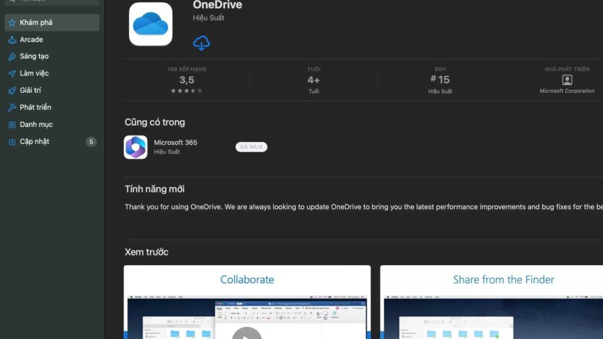 Cách đăng nhập OneDrive trên MacBook