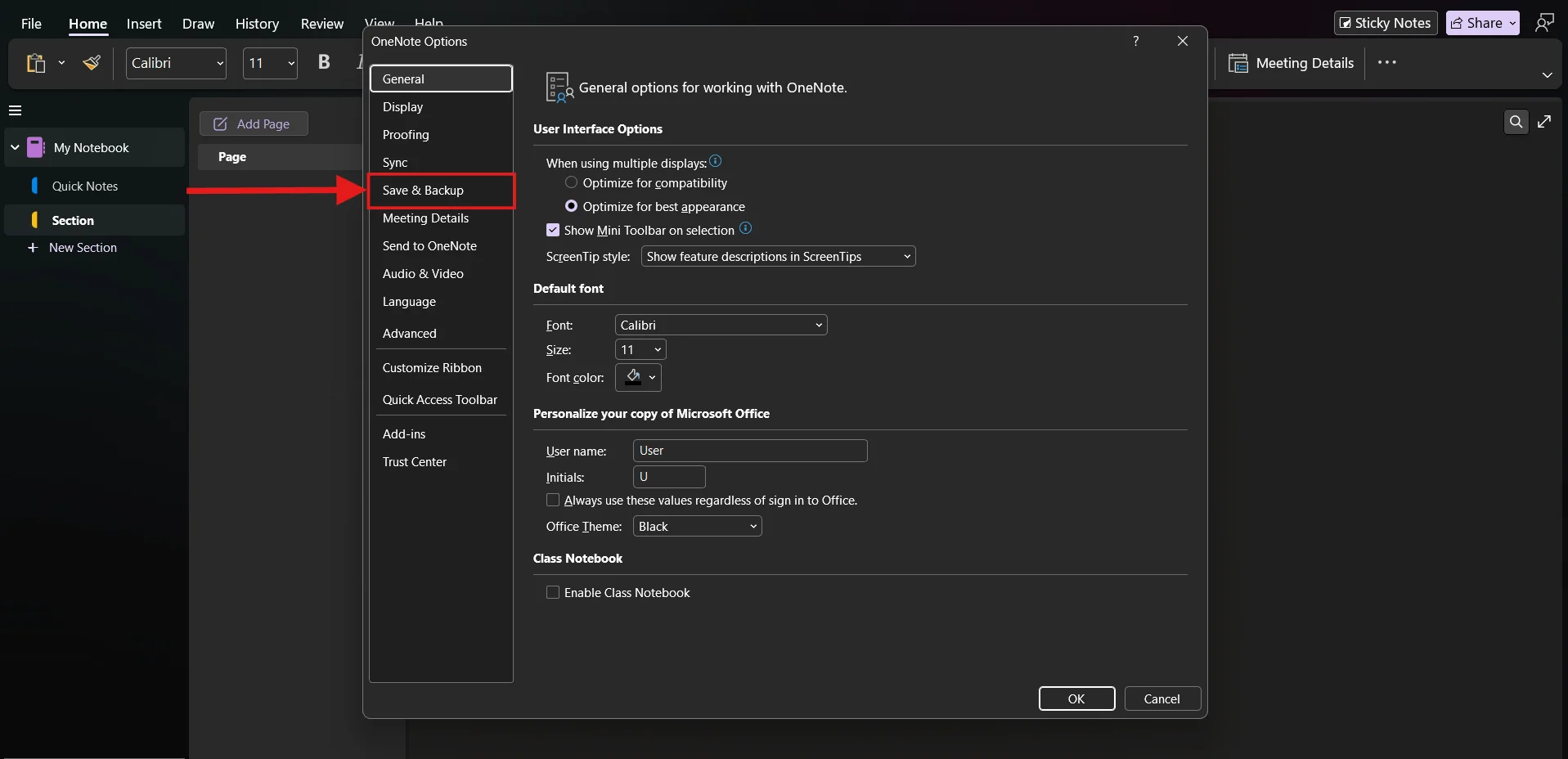 Bước 1 mở Menu Backup