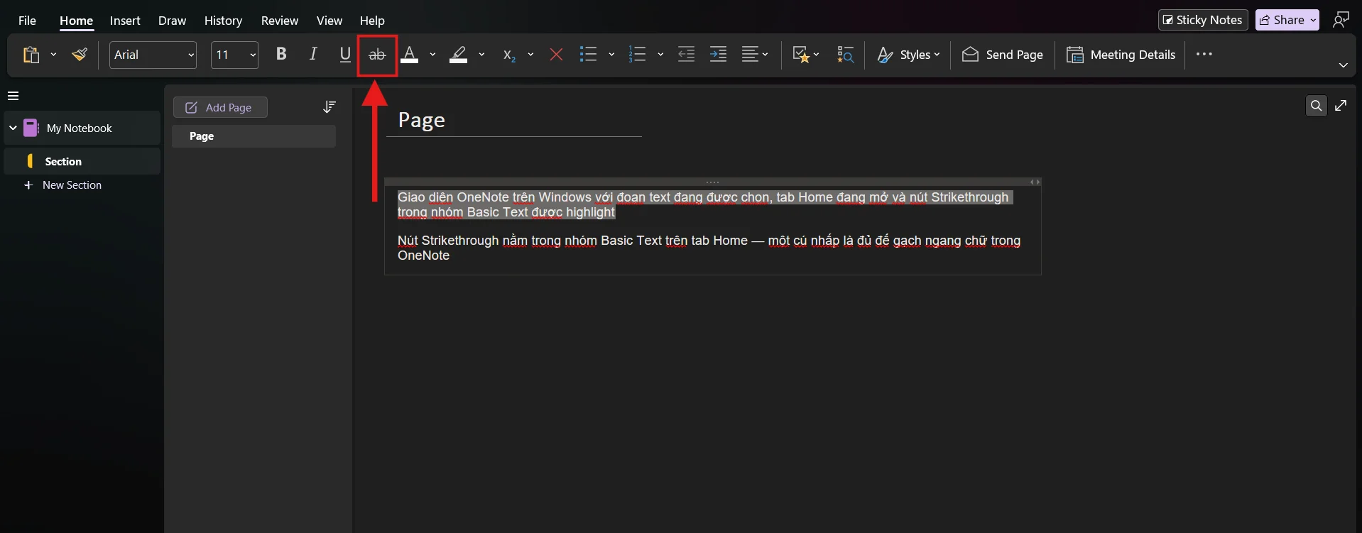 Bước 3 biểu tượng Strikethrough trên thanh công cụ
