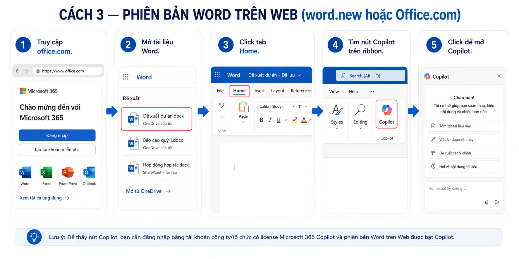 Cách mở Copilot trên Word cách 3