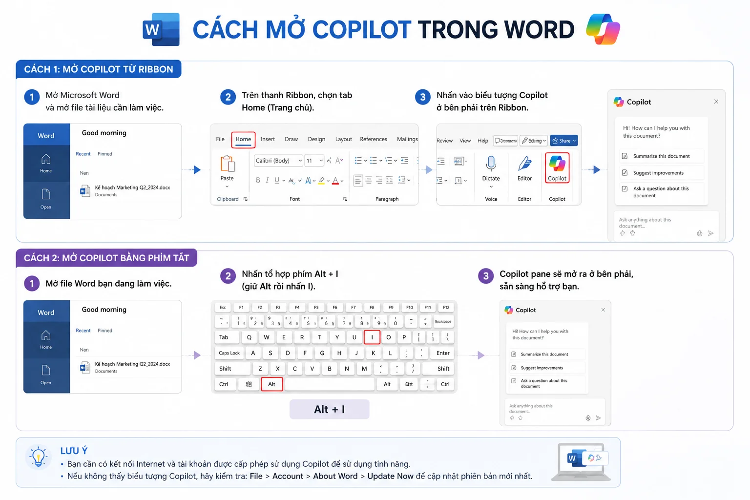 Cách mở Copilot trong Word