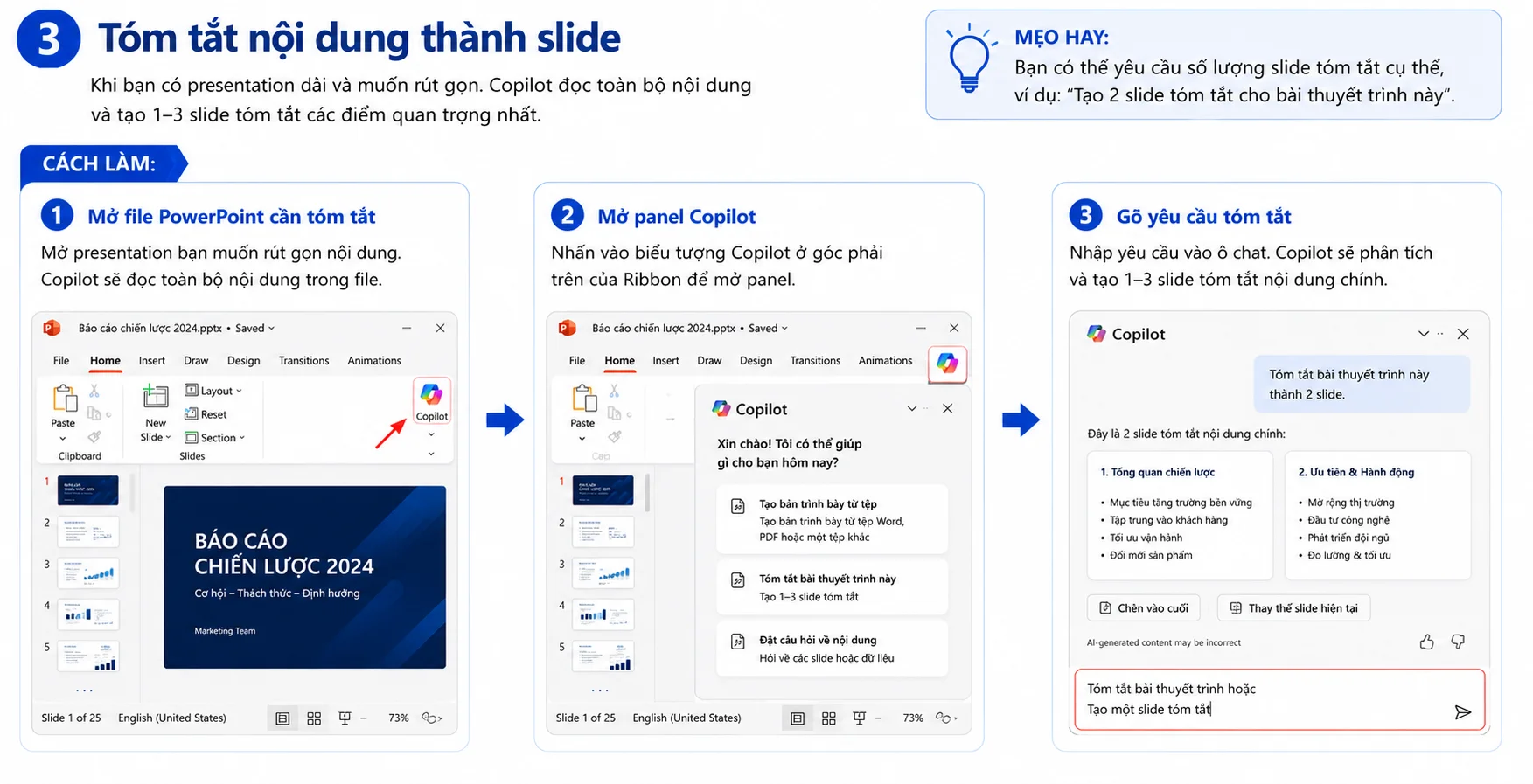 Copilot giúp tóm tắt nội dung