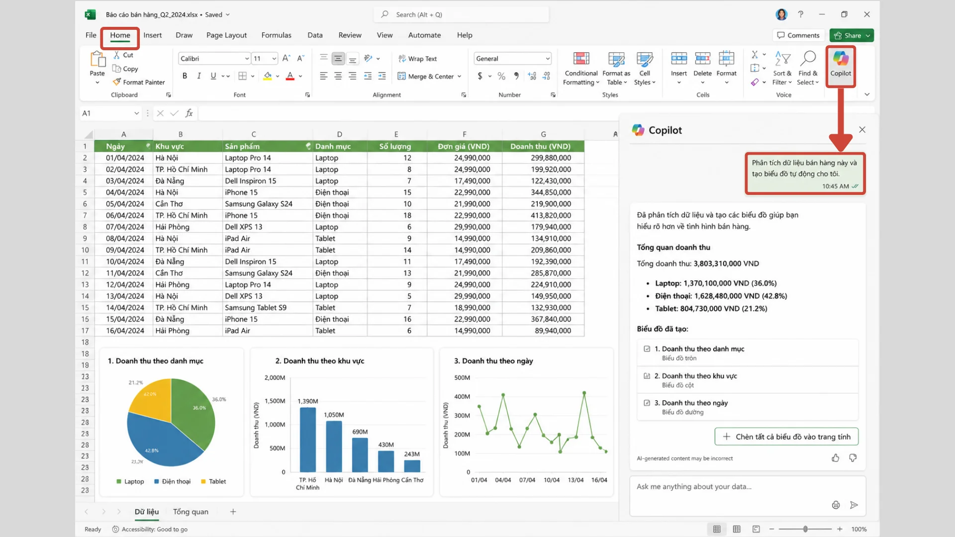 Copilot trong Excel