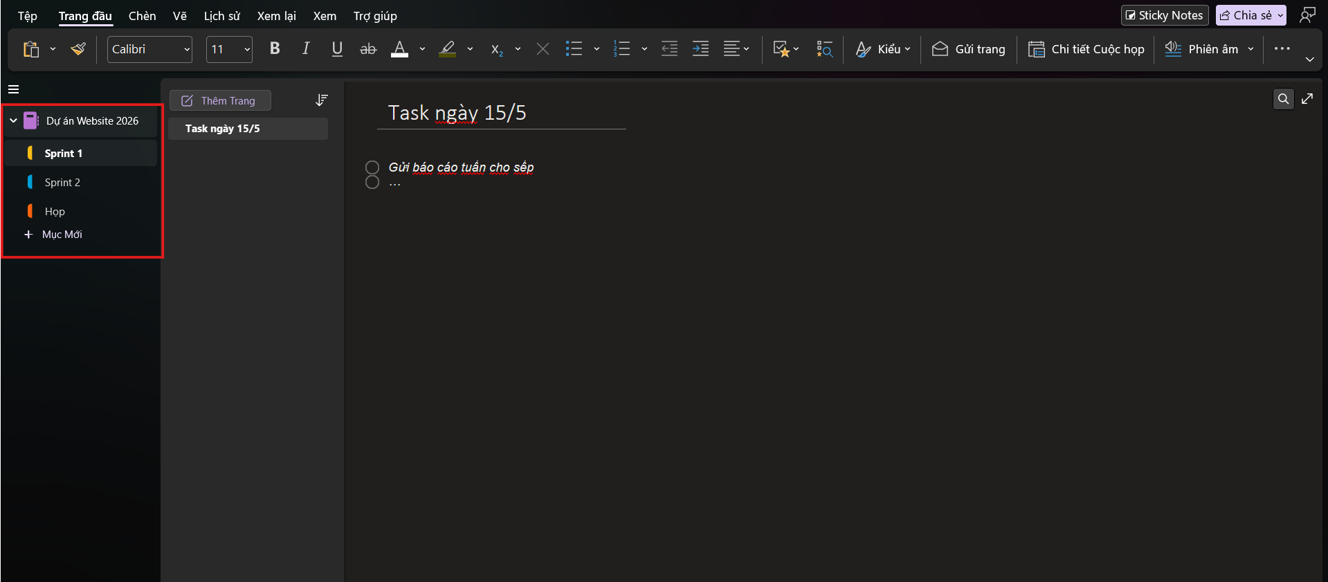 Hướng dẫn gôm checklist project trong Onenote