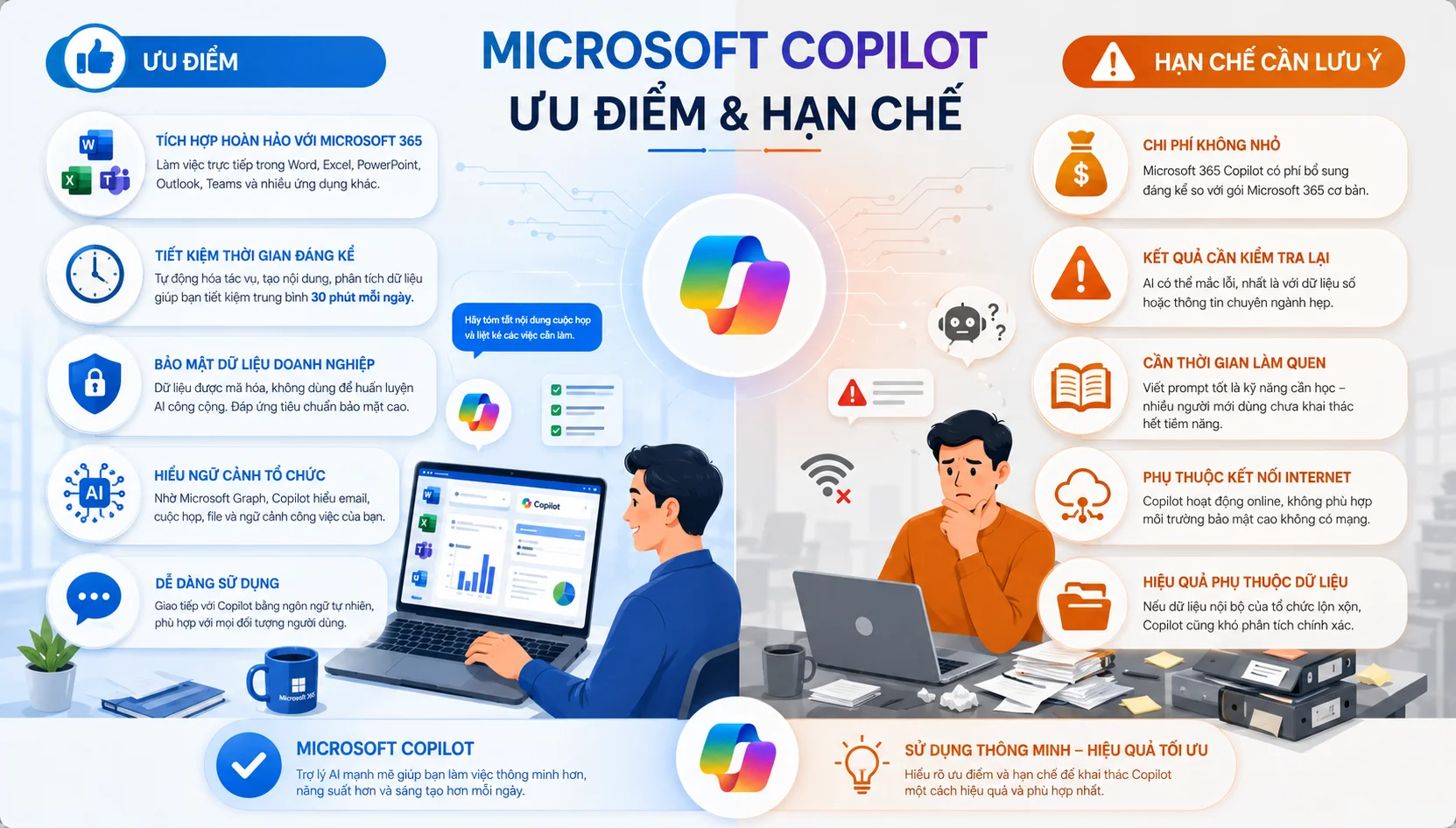 Minh họa ưu điểm và hạn chế của Copilot