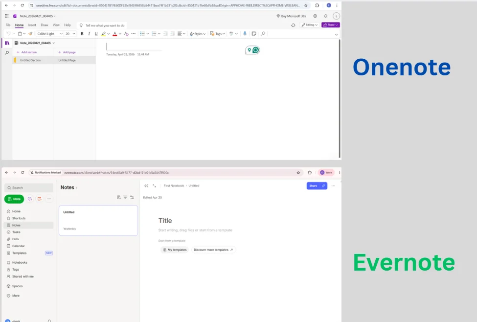 Onenote và Evernote