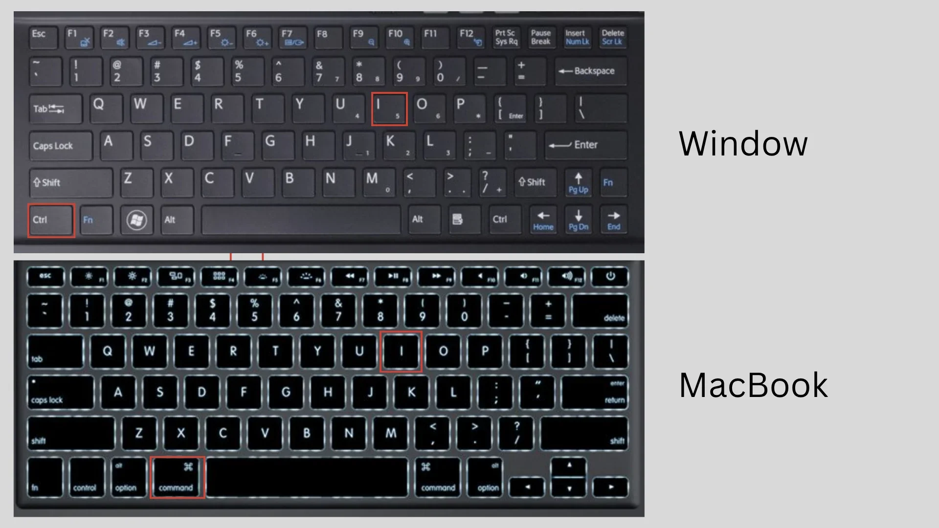 Phím tắt trên Win và Mac