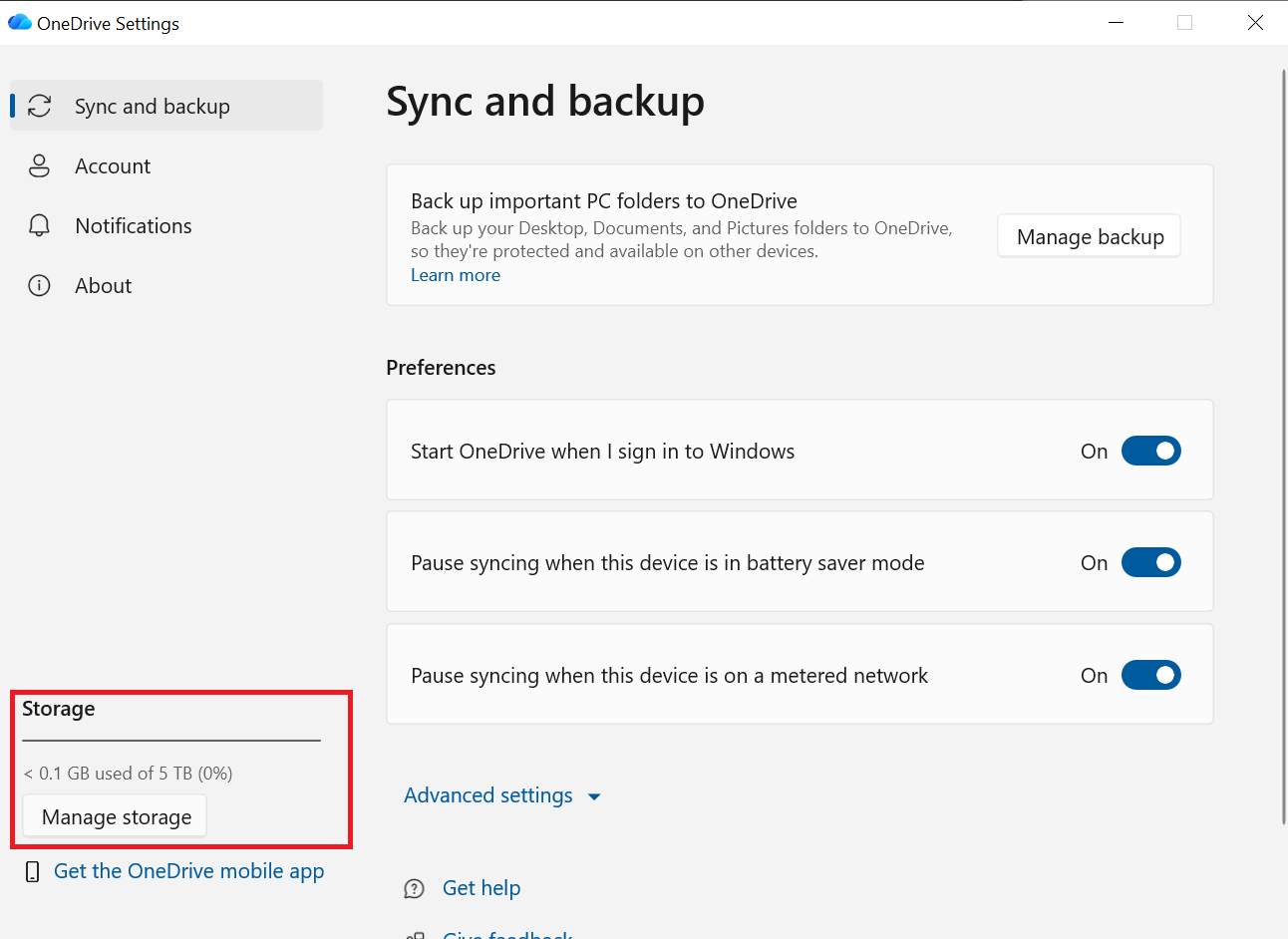 Quản lý dung lượng Onedrive