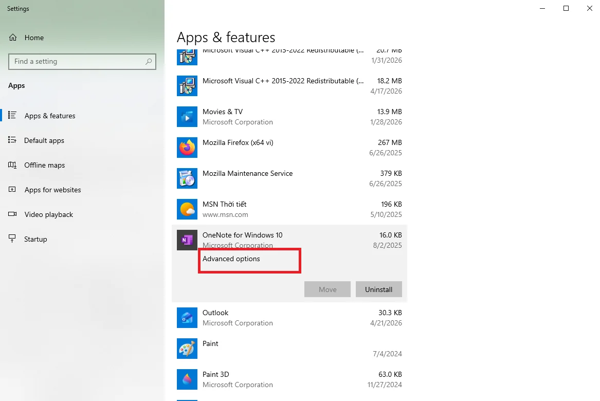 Reset Onenote