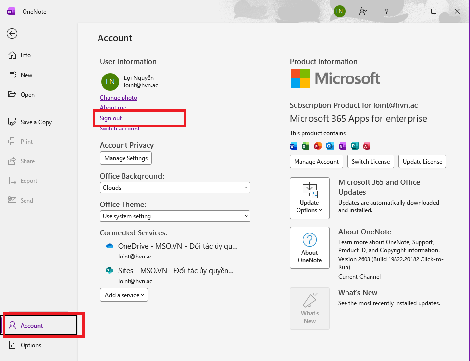 Sign out microsoft
