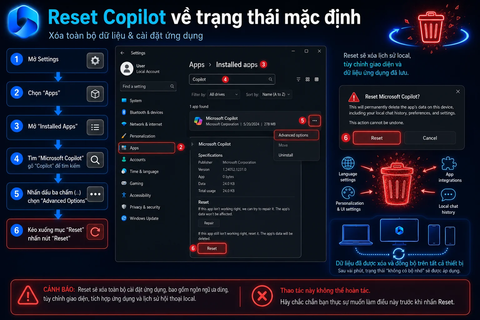 Cách 3 reset về trạng thái mặc định
