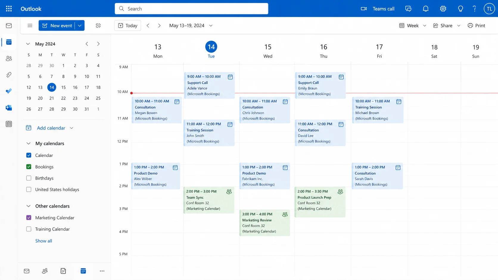 Đồng bộ Outlook Calender minh họa