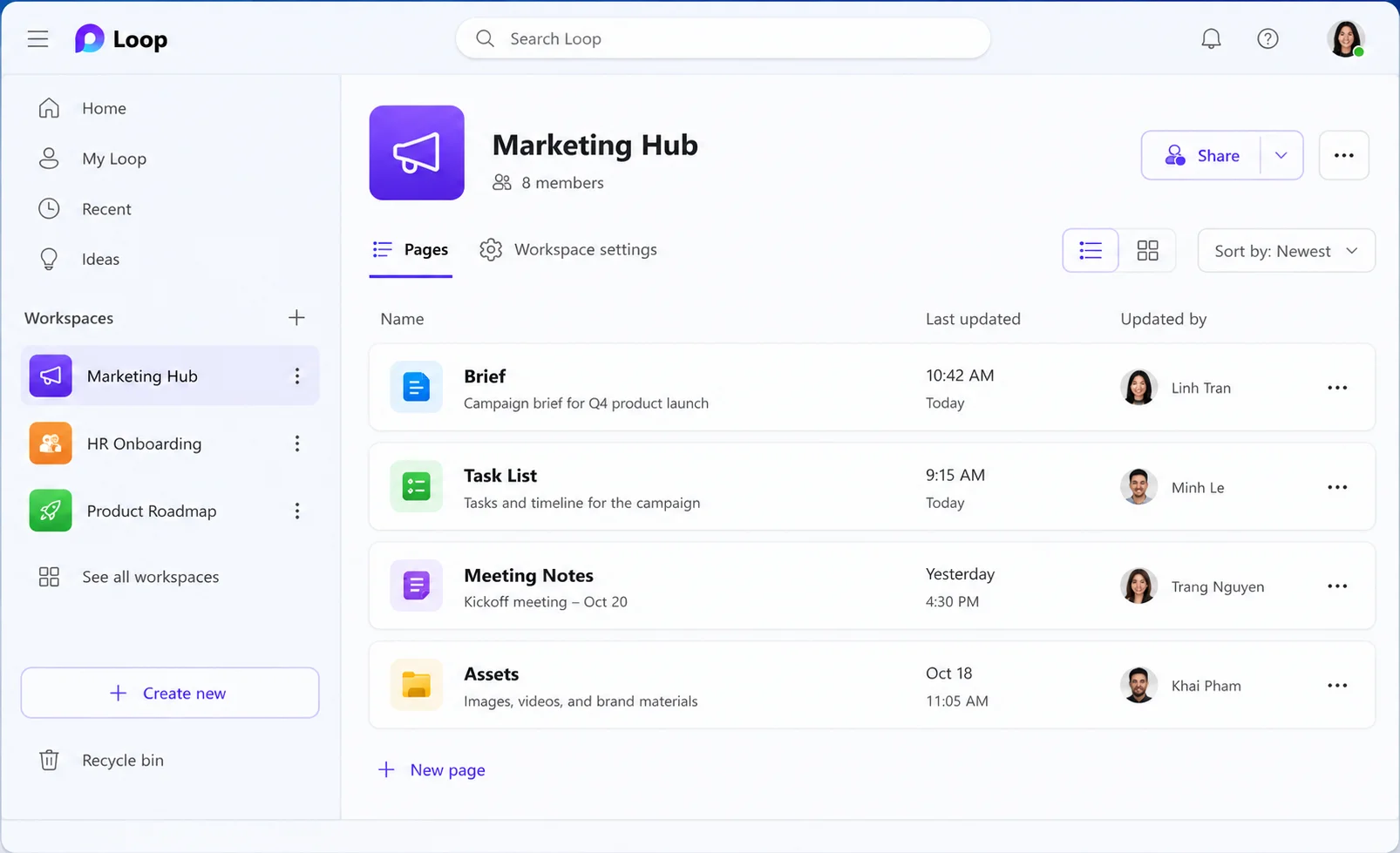 Loop workspace hình ảnh minh họa