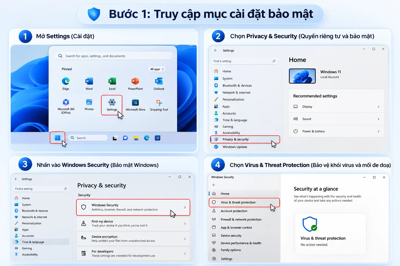 Hướng dẫn bật Microsoft Defender bước 1