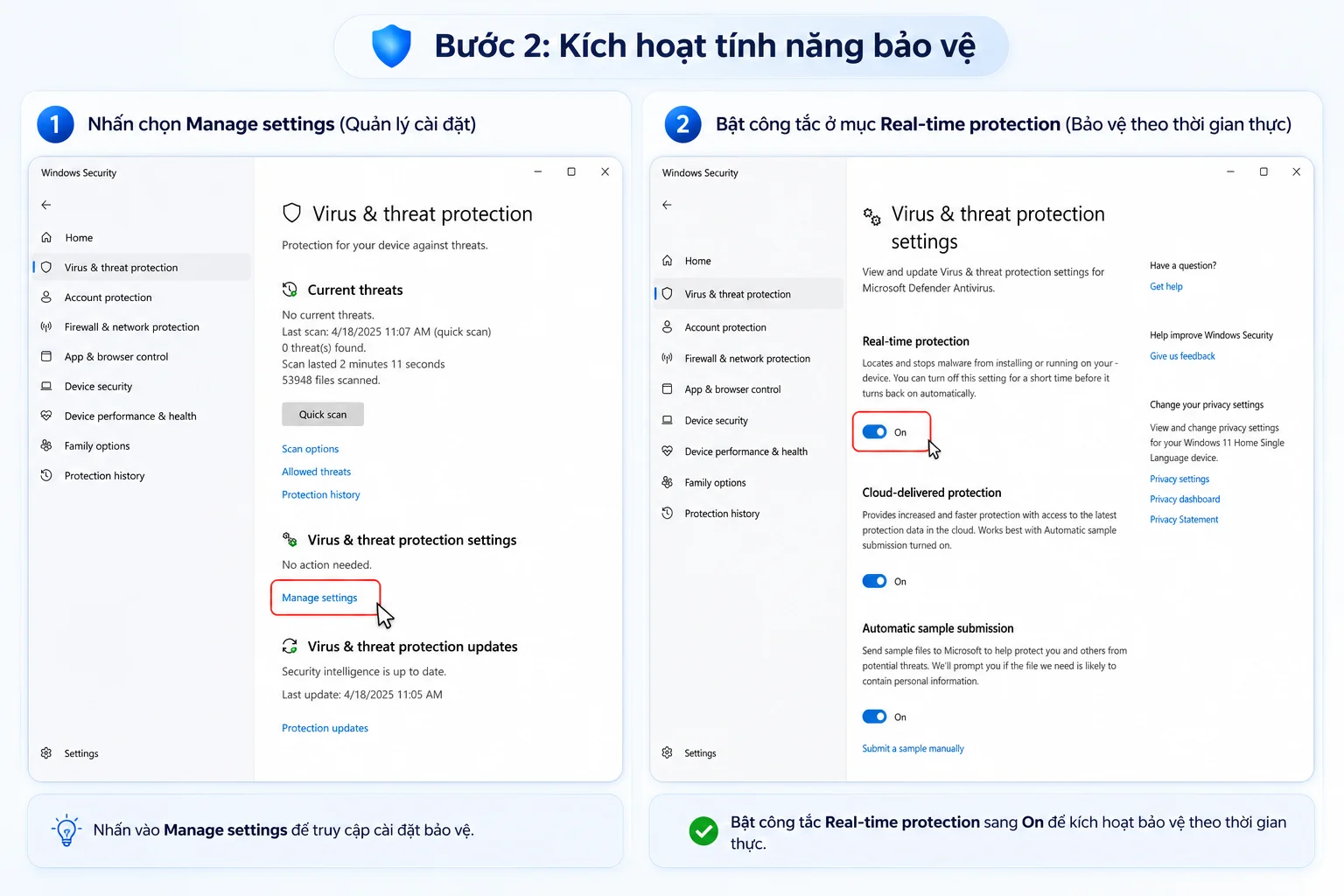 Hướng dẫn bật Microsoft Defender bước 2